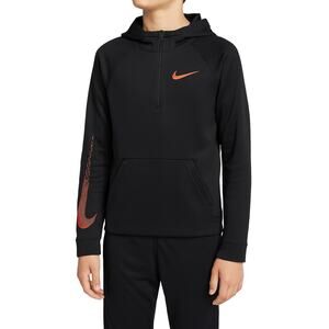 Nike Dri-Fit Black Half-Zip Hoodie Youth XL – Red Swoosh Sleeve Graphic
